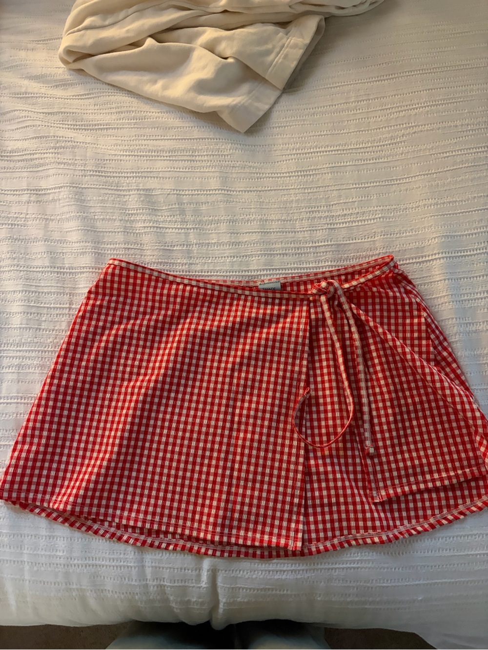 Red Gingham Wrap Skirt - Women M